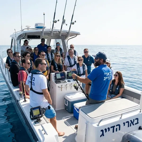 טיול דיג לקבוצות גדולות - קבוצת משתתפים עם מדריך